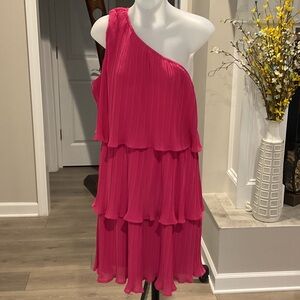 Elegant One-Shoulder Pink Dress